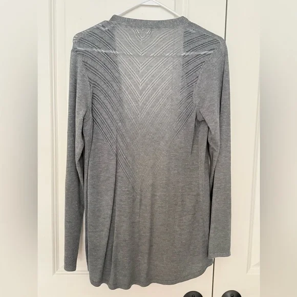 Maurices Light Gray Chevron Knit Open Sweater - Picture 3 of 4